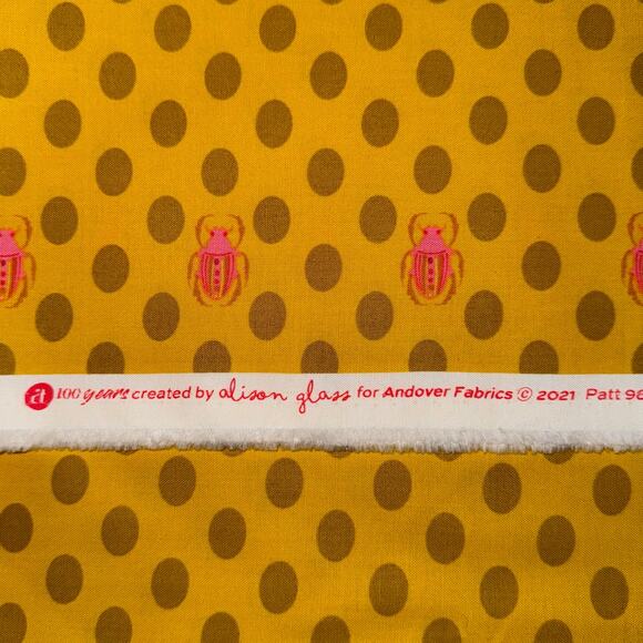 Alison Glass for Andover Fabrics | Ellipse | Scarab Dot | Yellow Gold - 1 Yard - Picture 1 of 6